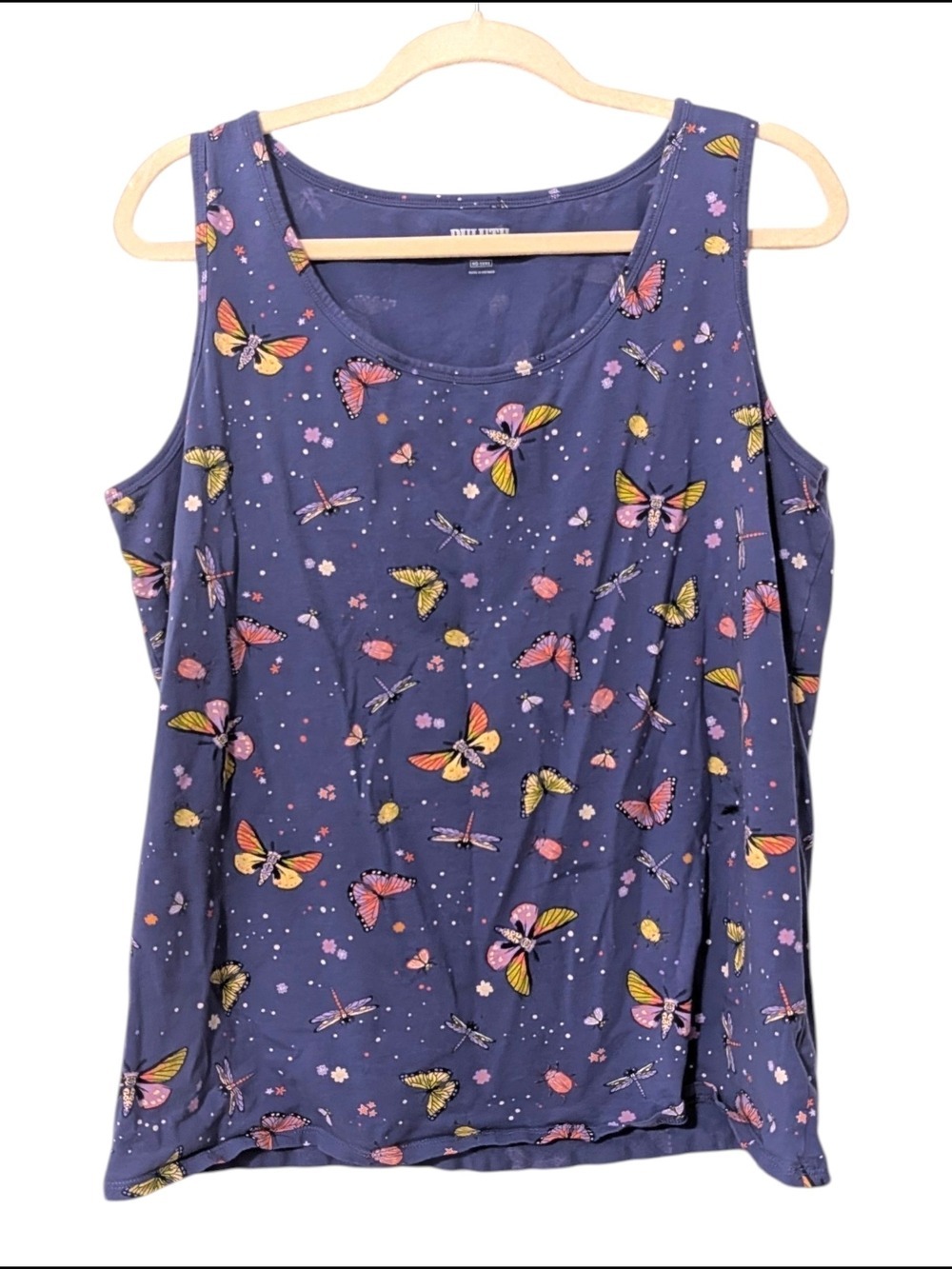 Duluth Trading Co Purple Butterfly Sleeveless Tank